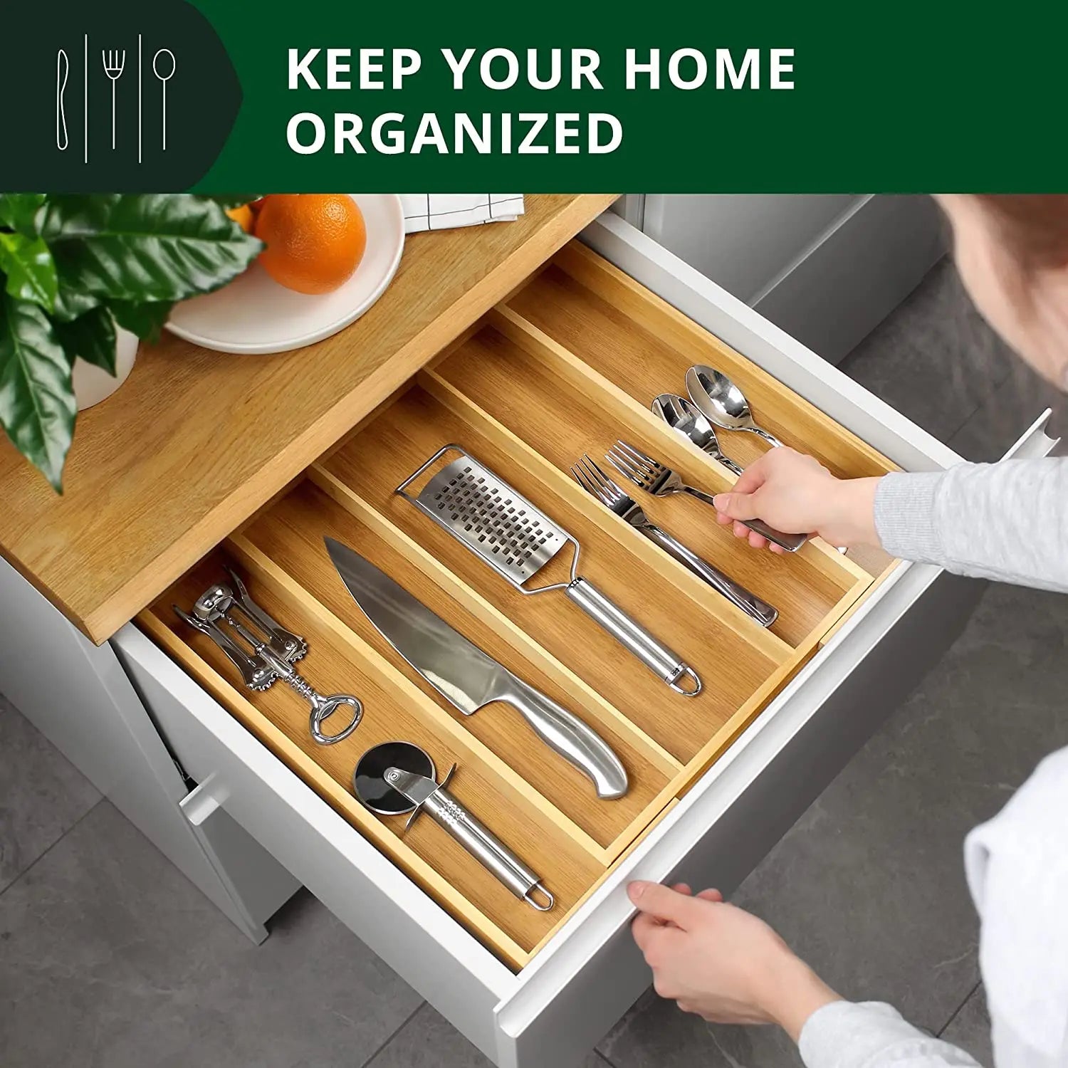 Wooden Kitchen Drawer Organizer