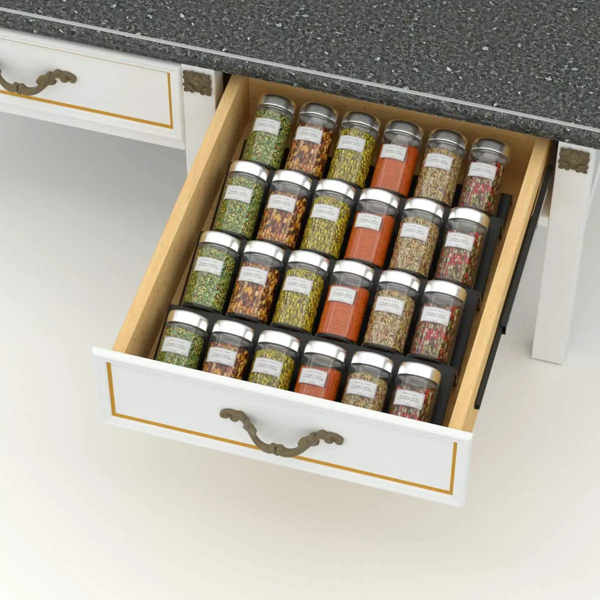 4Pcs Spice Jar Drawer Organizer(with 6 jars)